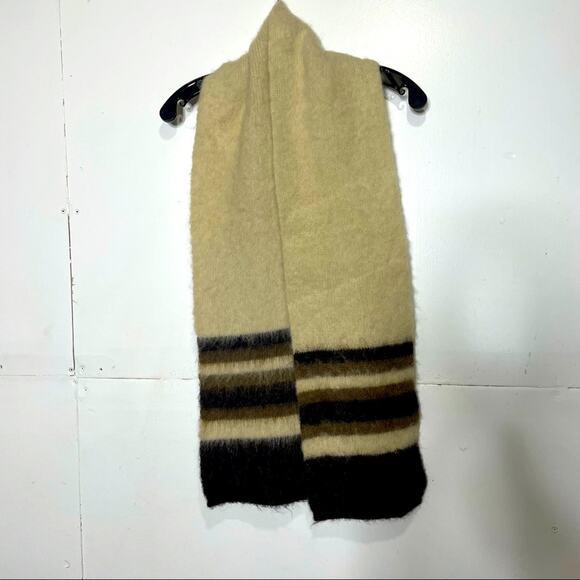 Cream and Brown Warm Winter Scarf Alpaca and/or Mohair No Tags - Picture 6 of 6